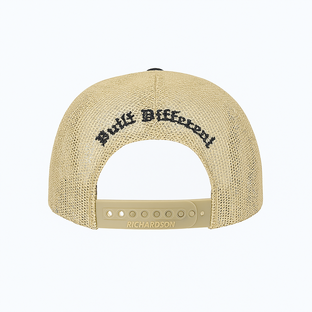 YM Trucker Hat – Black with Gold Mesh (Youth & Teens)