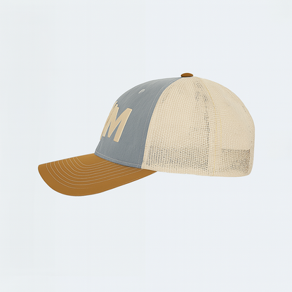 YM Trucker Hat – Grey with Gold Mesh (Adult)