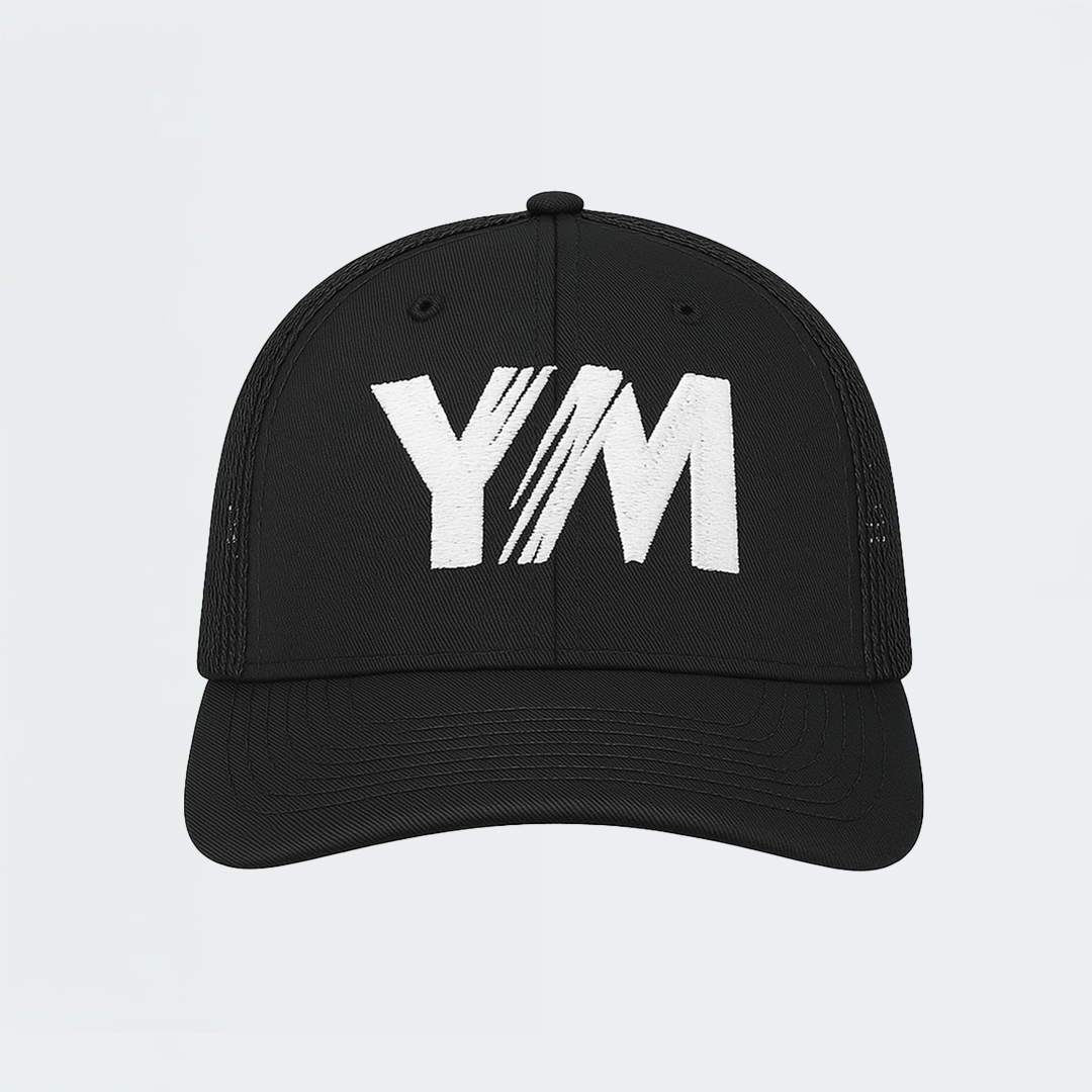 YM Trucker Hat Black with White (Adult)